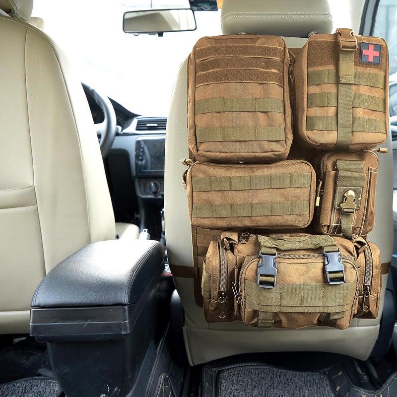 Jimikay Universal Tactical Seat ​Back Organizer Vehicle Molle Panel Organizer Storage Bag with 5 Detachable Molle Pouch for All Vehicel Such as Jeep,Truck,SUV, Car, Ford,Chevy etc - Image 5